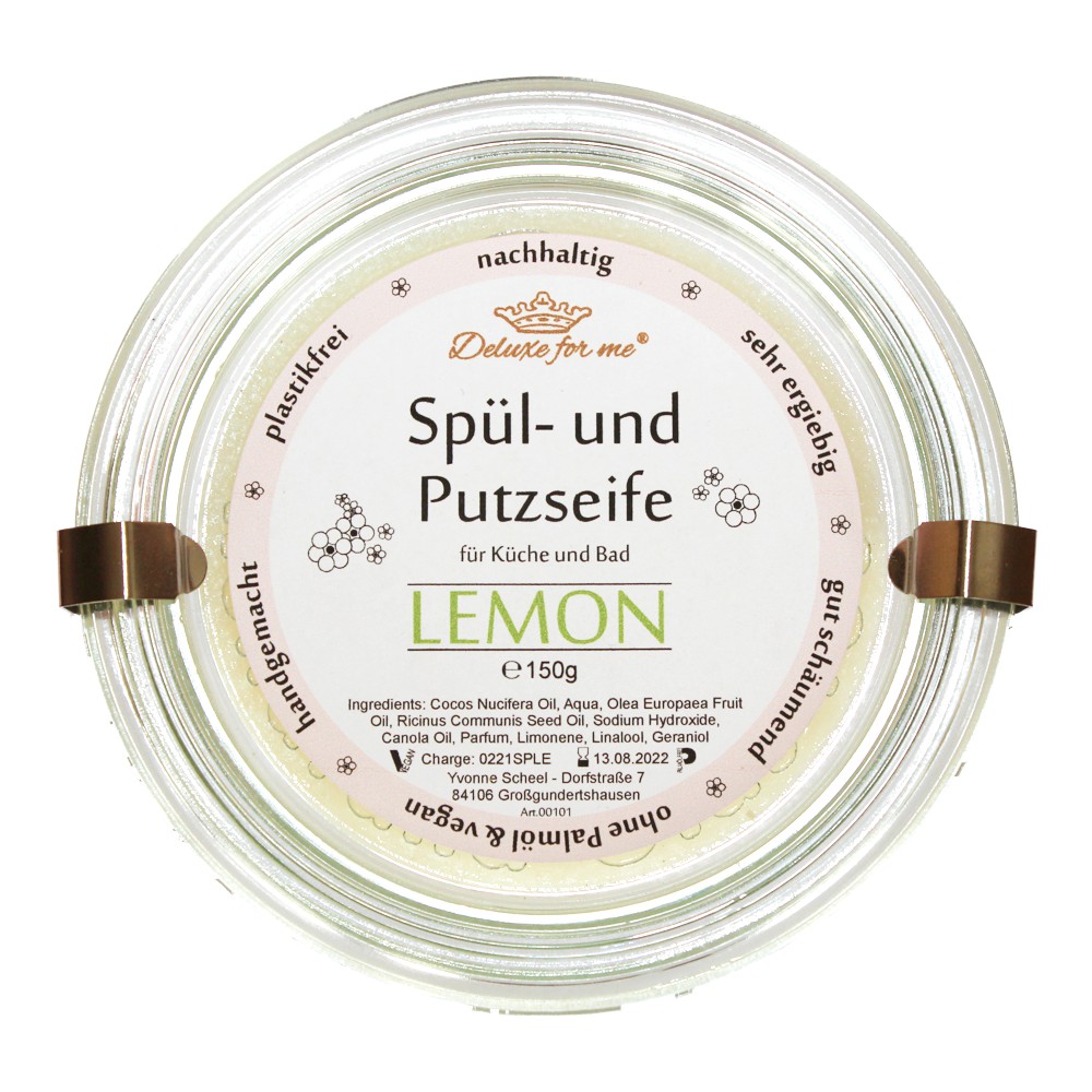 Ansicht des Deckels mit dekorativem Etikett.