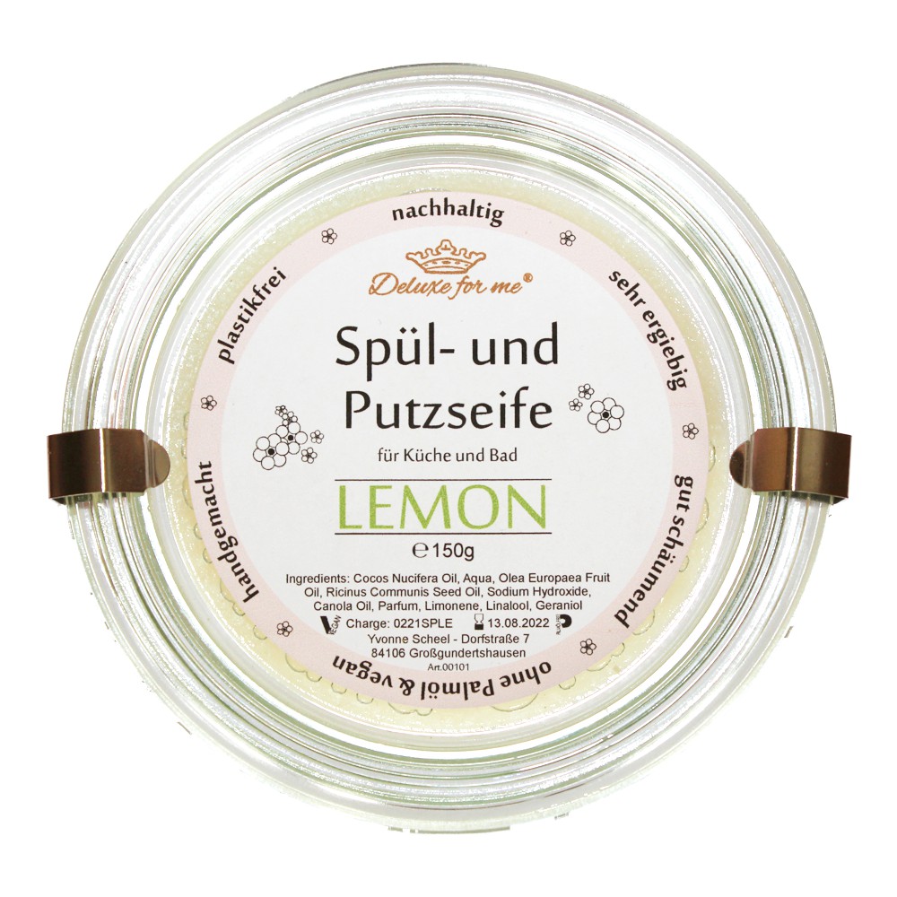 Spül-/ Putzseife Lemon im Weck-Glas auf Kork-Untersetzer